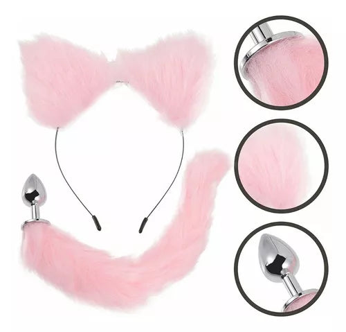 Kit de cola de zorra+Plug+ Diadema de orejas