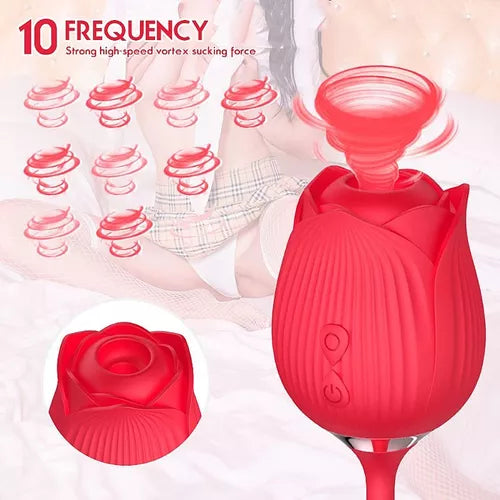 Vibrador Rosa con succionador